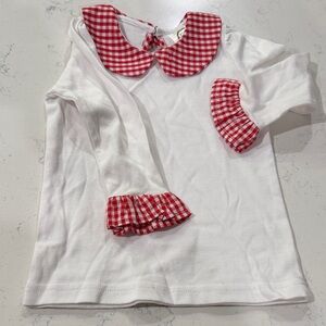 Kids Long Sleeve Shirt with Red Gingham Accents